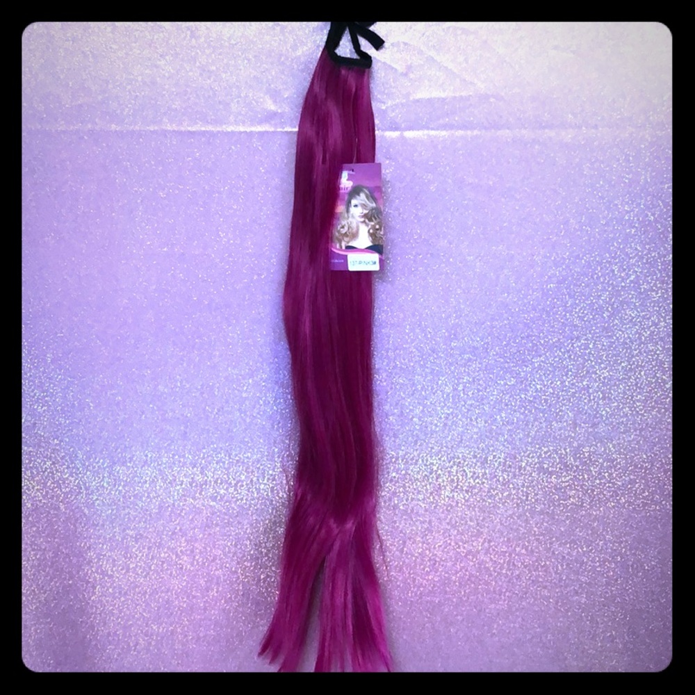 Magenta ponytail hair extension piece